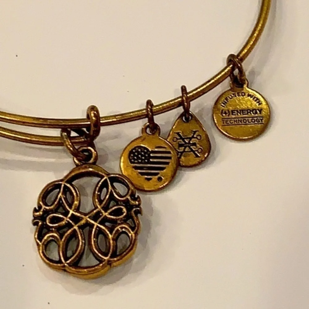 Alex and ani gold tone scroll medallion energy